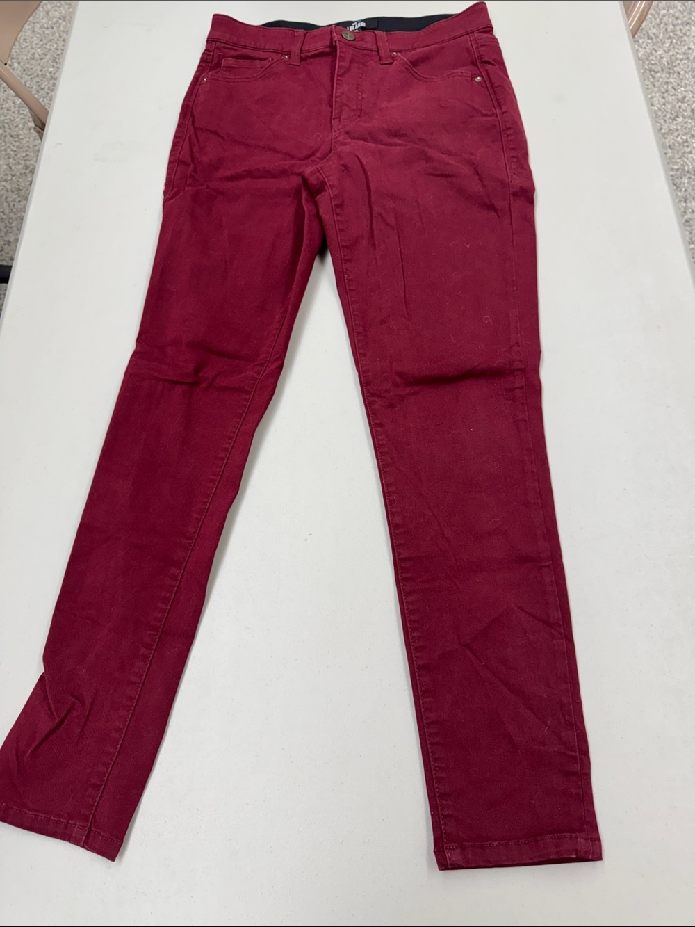 LuLaRoe Women's Skinny Jeans in Wine Red with elastic tummy control in waist